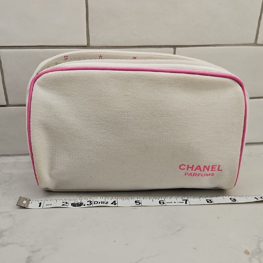 CHANEL Parfums Cream and Pink Cosmetic Pouch